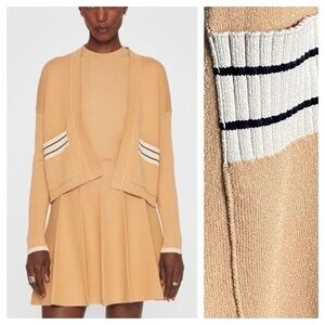 Club Monaco Tan Iced Latte Contrast Pocket Cardigan Medium